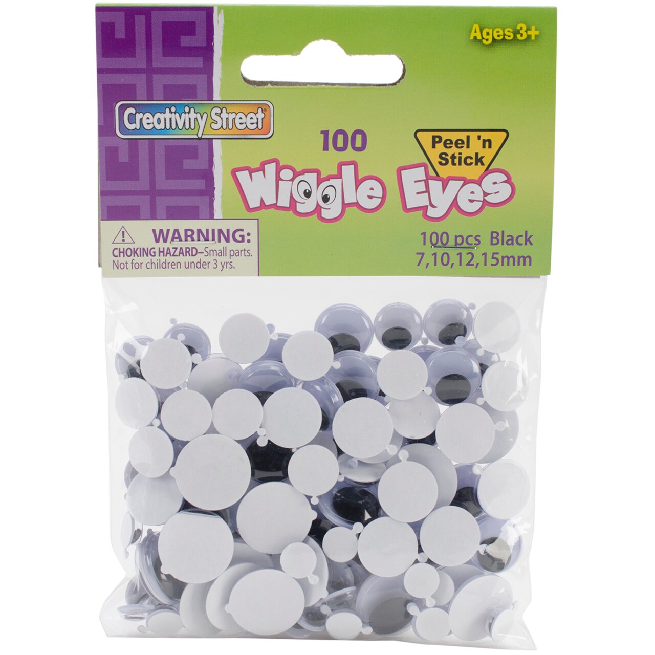 Creativity Street Peel & Stick Wiggle Eyes Assortment 100/Pk-Black